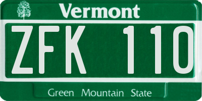 VT license plate ZFK110