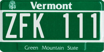 VT license plate ZFK111