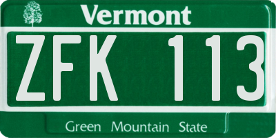 VT license plate ZFK113