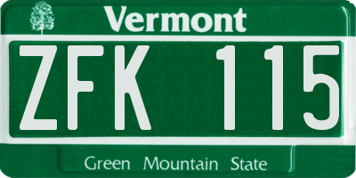 VT license plate ZFK115