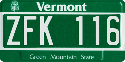 VT license plate ZFK116