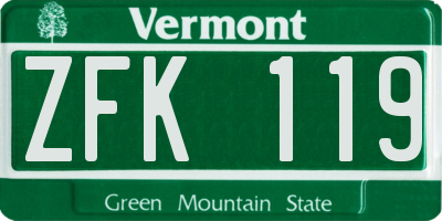 VT license plate ZFK119
