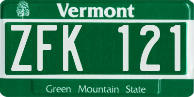 VT license plate ZFK121