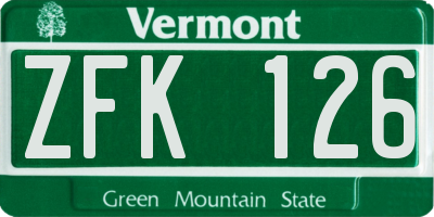 VT license plate ZFK126