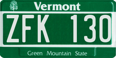VT license plate ZFK130