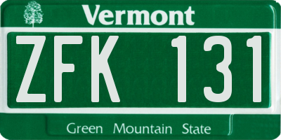 VT license plate ZFK131