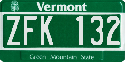 VT license plate ZFK132