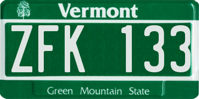 VT license plate ZFK133