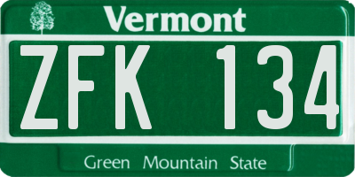 VT license plate ZFK134