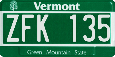 VT license plate ZFK135