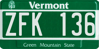 VT license plate ZFK136