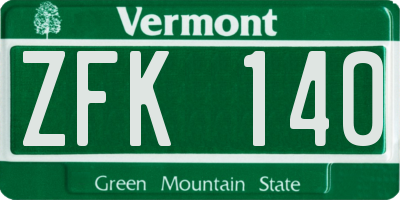VT license plate ZFK140