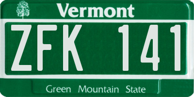 VT license plate ZFK141