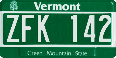 VT license plate ZFK142