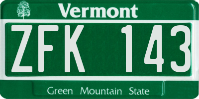 VT license plate ZFK143