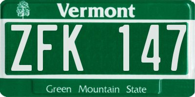 VT license plate ZFK147