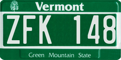VT license plate ZFK148