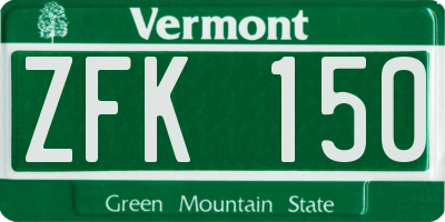 VT license plate ZFK150