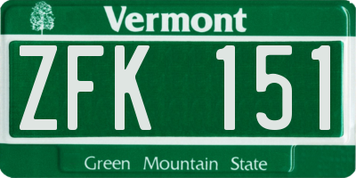 VT license plate ZFK151
