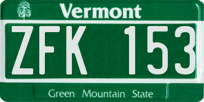 VT license plate ZFK153