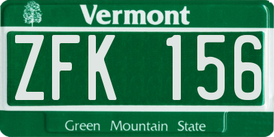 VT license plate ZFK156
