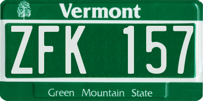 VT license plate ZFK157