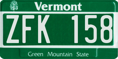 VT license plate ZFK158
