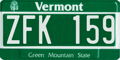 VT license plate ZFK159