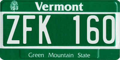 VT license plate ZFK160