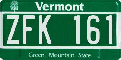VT license plate ZFK161