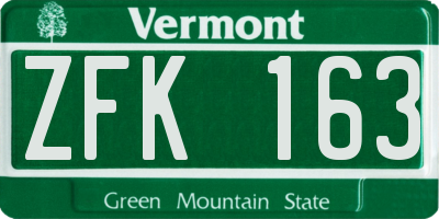 VT license plate ZFK163