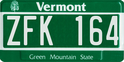 VT license plate ZFK164