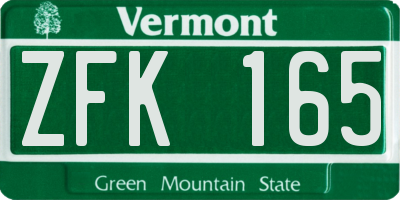 VT license plate ZFK165