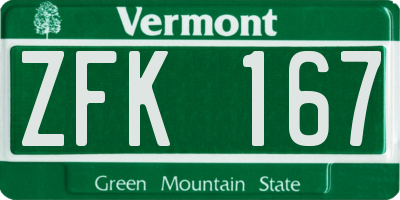 VT license plate ZFK167