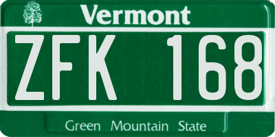 VT license plate ZFK168