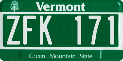 VT license plate ZFK171