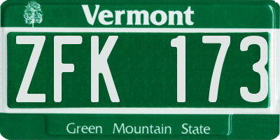 VT license plate ZFK173