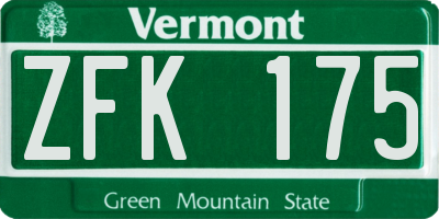 VT license plate ZFK175