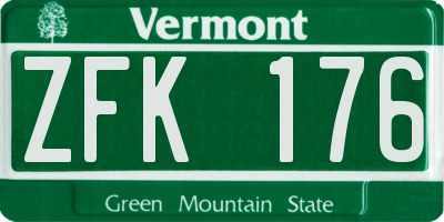 VT license plate ZFK176