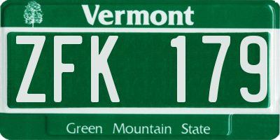 VT license plate ZFK179
