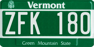 VT license plate ZFK180