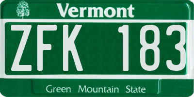 VT license plate ZFK183