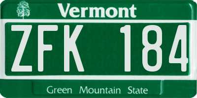 VT license plate ZFK184