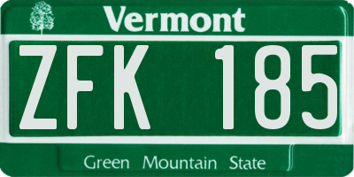VT license plate ZFK185
