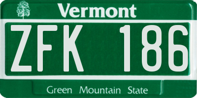 VT license plate ZFK186
