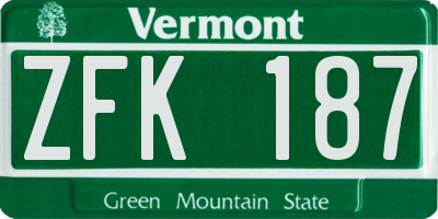 VT license plate ZFK187