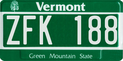 VT license plate ZFK188