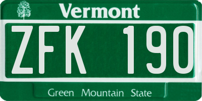 VT license plate ZFK190