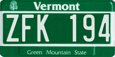 VT license plate ZFK194