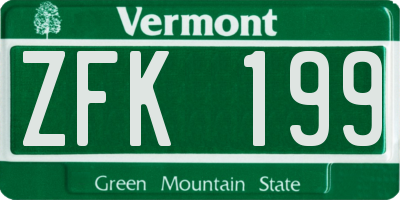 VT license plate ZFK199